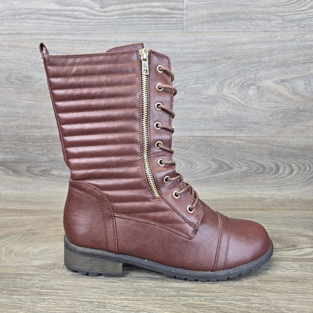 Forever Jerry Boot Women 9 Ankle Lace Up Punk Rock Moto Boots Purple Side‎ Zip